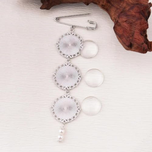 Wedding Double Picture Frame Brooch for Bride Grooms Boutonniece Pin for Wedding Bouquet - color: 3 round frames