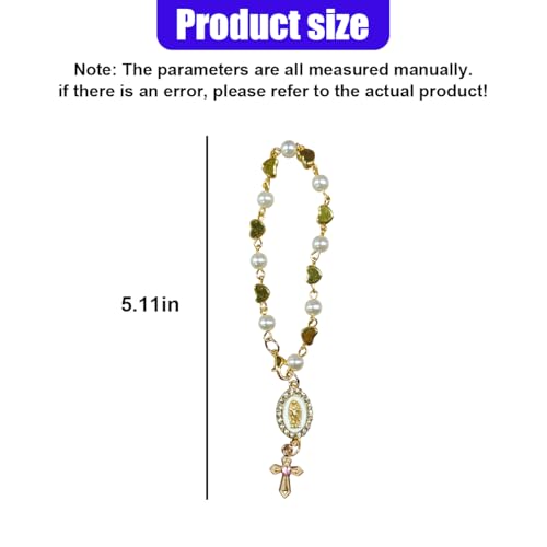 Heart & Rosary Car Steering Wheel Rosary Charm, Alloy Cross Religious Rear View Mirror Charm, Personalized Car Mirror Hanging Accessories for Most Cars (Heart) - size: Heart