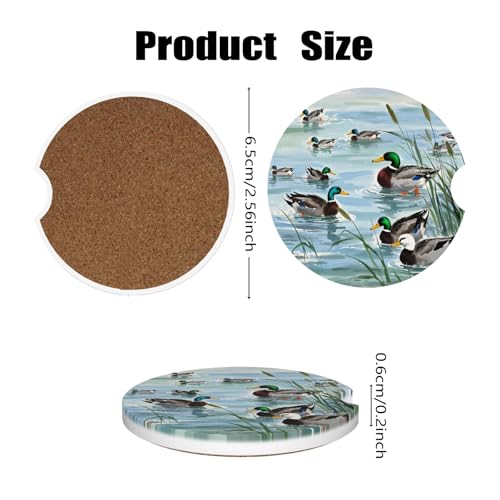 Ceramic Car Cup Coasters 2PCS - Retro Duck - color: Retro Duck