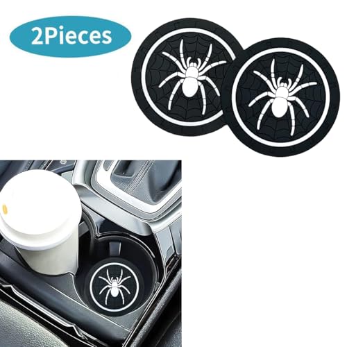 2Pcs Gothic Spider Web 2.75in Silicone Non-Slip Car Coasters for Men Women - color: Spider