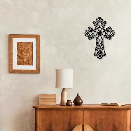 Rajukit Geometry Christian Metal Cross Wall Art for Home - color: Geometry