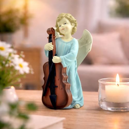 Angel Playing Cello Figurine, Musical Angel Statue, 7.09 Inch - color: Musical Angel