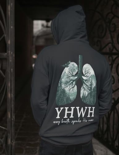 Christian Sweatshirt Women Men YHWH Hoodie Shirt Jesus Faith Inspirational Funny Letter Printed Graphic Pullover Tops - color: Black, size: Medium