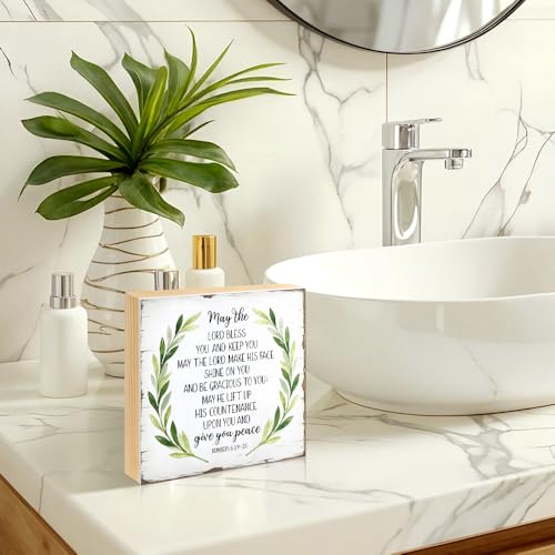 May The Lord Bless You Wood Block Plaque Box Sign 5.9 * 5.9 - color: white022