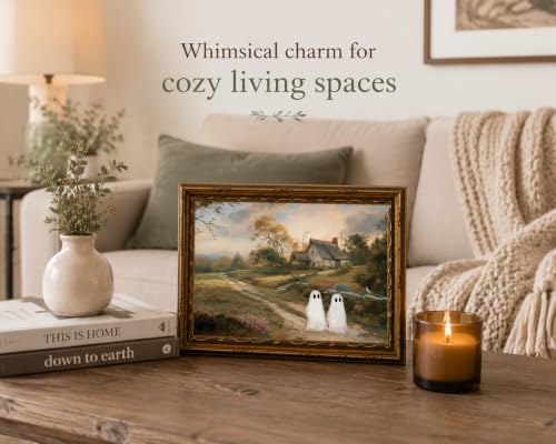 FTHMTN Vintage Gold Framed Halloween Wall Art,Cute Ghosts Canvas 9x11 inch - color: Ghosts, size: 11"L x 9"W