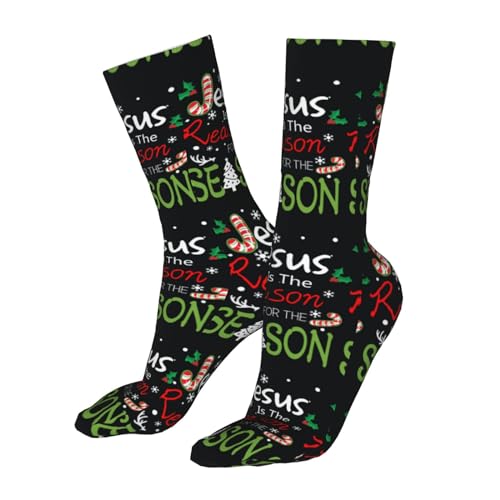 Happy New Year 2024 Unisex Sports Socks - Winter Casual Dress Fashion Socks - color: Jesus is the Reason for the Christmas Season-2