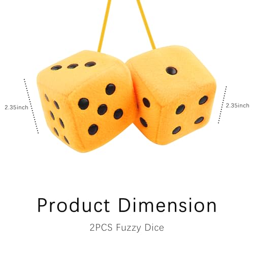 Stylish Fuzzy Dice for Car Hanging Ornament,Funny Plush Dice Rear View Mirror Accessories,Car Accessories Interior Cute Mirror Hanging Accessories (Yellow) - color: Yellow