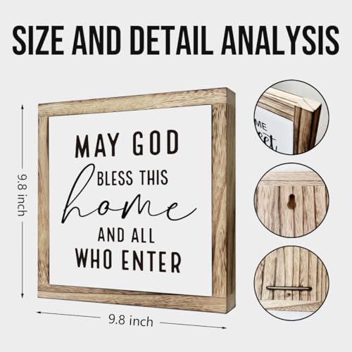 Scripture Sign, May God Bless This Home and All Who Enter Sign, Wooden Plaques Box Signs, Farmhouse Wood Sign, Rustic Home Decor for Front Door Porch Entryway, Table Shelf Desk Decoration - color: Christian 07