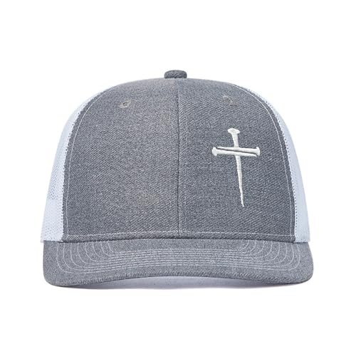 3 Nails Cross Trucker Hat Christian Religious Gifts for Birthday/Christma - color: 3 Nails Cross Trucker Hat Grey & White