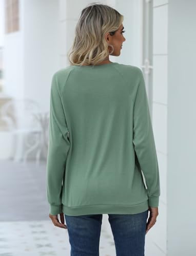 EADINVE Women Daisy Print Sweatshirts Crewneck Long Sleeve Pullover Tops - color: Green, size: Small