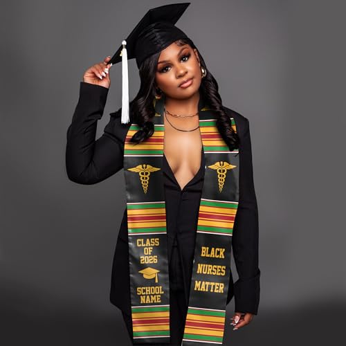 MDPrints Global Kente Graduation Sash 2026, Black Girl Magic Graduation Sash 2026, Class of 2026 Graduation Gift - color: Kente Dk05