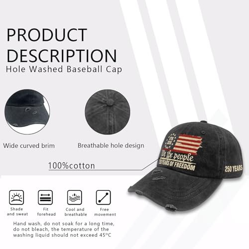 U.S. 250th Anniversary 250 Years Freedoms 1776-2026 Baseball Hats Funny - color: U.s. 250th Anniversary 250 Years Freedoms 1776-20261