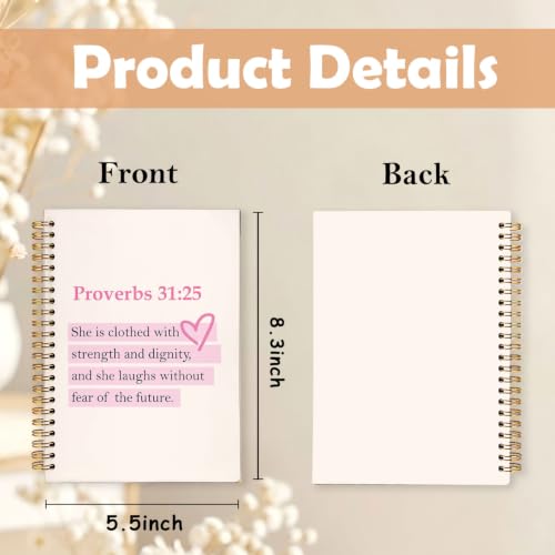 Christian Spiral Notebook for Women,Proverbs 31:25 Bible Journal,A5 - color: Bible-Proverbs 31:25