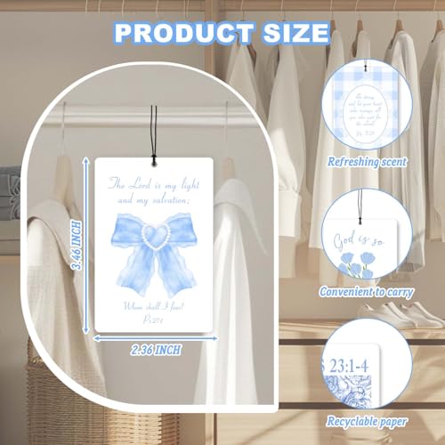 4 Pcs Christian Car Air Fresheners, Blue Bow Bible Verse Car Accessories - color: bluebow