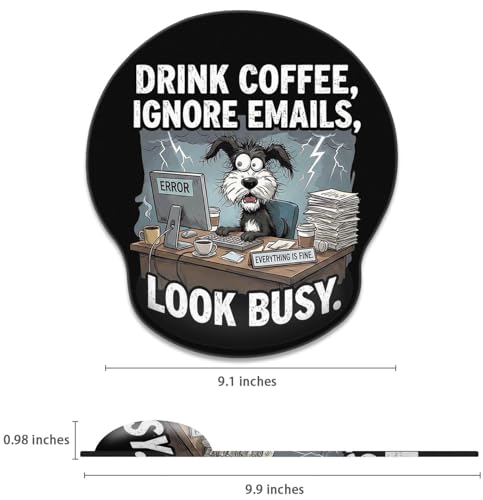Britimes Ergonomic Mouse Pad with Wrist Support, Dog Coffee - color: Retro Dog Black