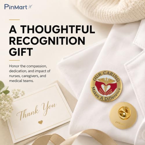 PinMart Nurse Lapel Pin Our Caring Makes a Difference – Gold Enamel Nursing Pin Badge for RN CNA Medical Assistant – Nurse Pinning Ceremony, Graduation & Healthcare Gifts - style: 10 Pack