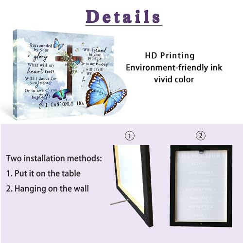 I Can Only Imagine the Cross Butterfly of Godd, Canvas Christian Faith Wall Art,Farmhouse,Church, Home Wall Decor,Tabletop/Hanging(29x38cm) Framed - color: Bible6
