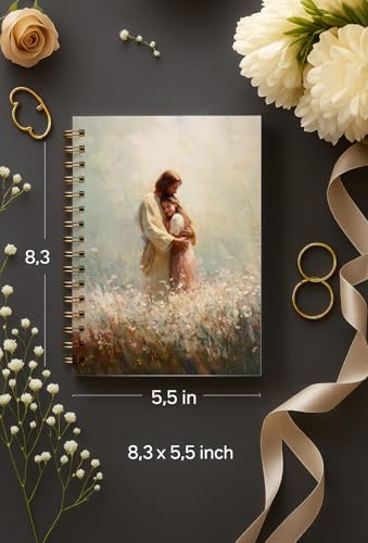 bitCNY Jesus Christian Spiral Notebook, Christian Gifts for Women, Jesus Hugging Woman Religious Notebook Journal for Women Church, Prayer Journal, 5.5x8.3 Inch - color: Jesus Christian