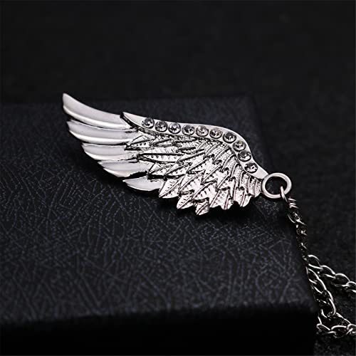 WCRAZYE Shiny Rhinestone Metal Feather Lapel Pin Angel Wings Tassel Chain Brooch Collar Pins for Women Girls Men's Animal Eagle Pin Suit Sweater Shawl Coat Breastpin Accessories - color: Silver Wings Pins