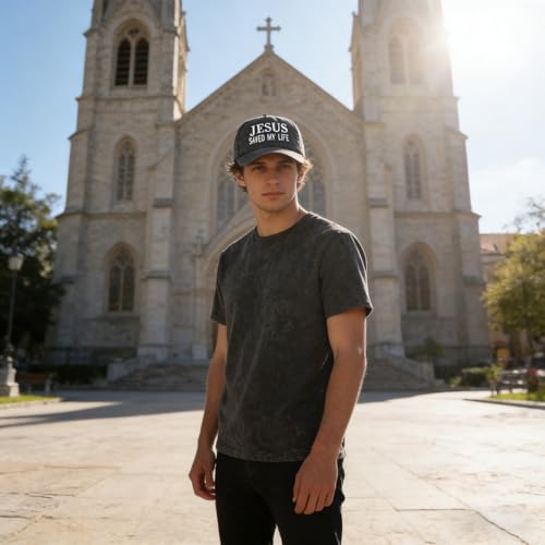 Inspirational Christian Baseball Cap, Adjustable Embroidered Cotton Hat for Men Women Dad Hat Gifts for His Her - color: Jesus Saves My Life - Black