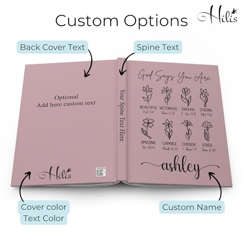 Hilis Personalized Prayer Journal for Woman or Man, Custom Name A5 Hardcover Notebook, Religious Christian Gifts, Gratitude Journal, Devotional Journal, Bible Study Notebooks for Note Taking D81