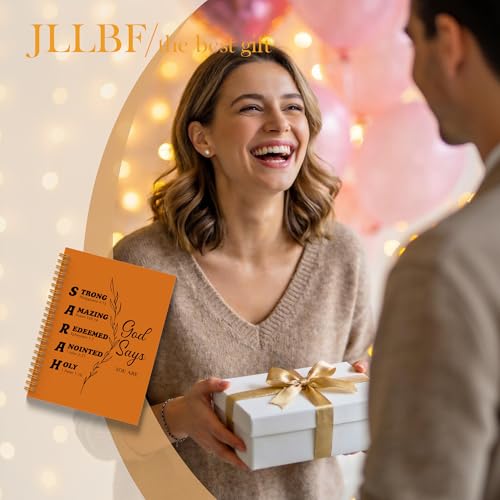 JLLBF Orange Christian Spiral Notebook, God Says I Am Bible Notebooks for Note Taking, Christian Gifts for Women Men, Inspirational Religious Journal Notebook, 5.5x8.3 Inch - color: God Says