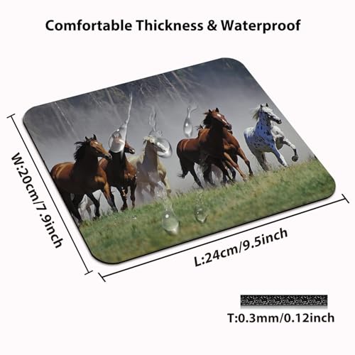Galloping Wild Horse Herd Mouse Pad, Western Prairie Landscape Desk Mat - color: Brown