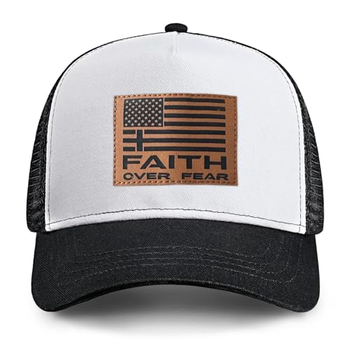 Christian Hats for Men Women, Faith Over Fear Hat - color: Black White
