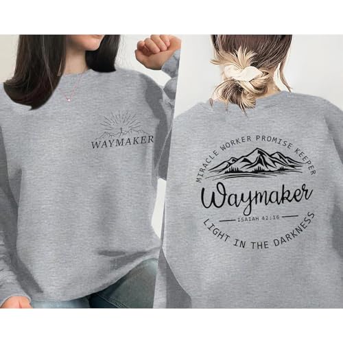 Pairxily Womens Christian Sweatshirt Inspirational Religious Faith Sweatshirts Graphic Crewneck Long Sleeve Shirts - color: Light Gray, size: Small