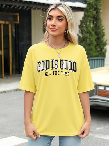 Christian Shirt for Women God is Good Shirts Womens Graphic Tshirts Jesus Shirt Bible Verse Inspirational Tee - color: Yeallow, size: XX-Large