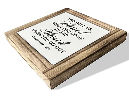 Christian Sign, Box Wood Plaques Desk Décor, Inspired Wood Sign, Motivational Positive Quotes, Table Art Signs, Farmhouse Home Desk Decor, Farewell Gifts, You Will Be Blessed - Deuteronomy 28:6 Sign - color: Style7