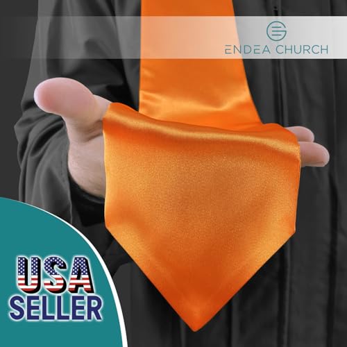Premium Choir Traditional Stole - Solid Color - Satin - Unisex - color: Orange