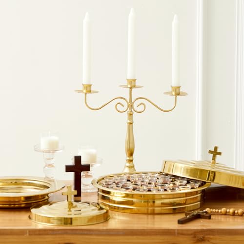 Zhehao 3 Pcs Communion Tray Set for Church, Tray & Plates with Lids, Gold - size: Gold