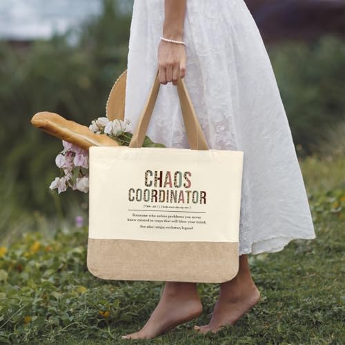 Tote Bag, Gifts for Women Friends Girlfriend Coworker Wife Mom Reusable Tote Bags Birthday Thank You Gift - color: Chaos Coordinator