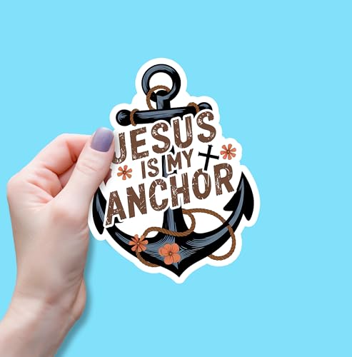 (3PCS) Jesus is My Anchor Sticker, Christian Bible Verse Jesus, Waterproof Vinyl Sticker Decals for Books Laptops Phone Water Bottles Tumbler Cup Kindle 3x2.2 Inch
