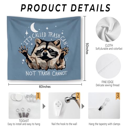 Foritho Funny Raccoon Tapestry, Humorous Raccoon Meme Witchy Tapestry Wall Hanging, Sarcastic Trash Panda Animal Wall Tapestries for Bedroom Living Room Home Decor, 50x60 Inch-03 - color: Color 04