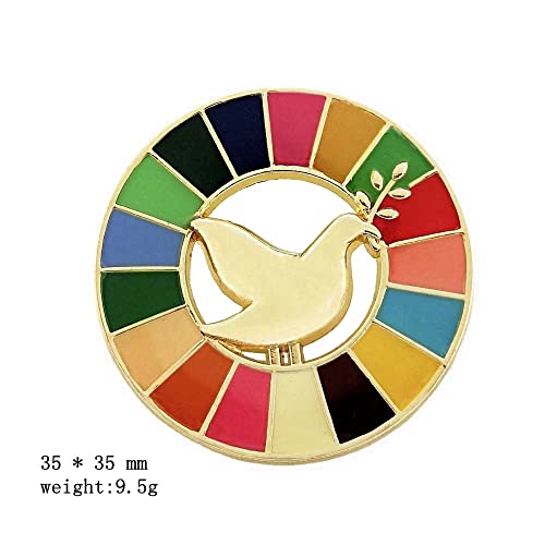 2pc United Nations Peace Dove Enamel Lapel Pin Brooch With 17 Colors Sustainable Development Goals Medal Badge