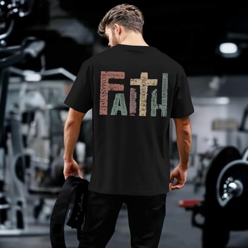 Tuislay Mens Christian T Shirts Jesus Religious Graphic Tees - color: Black, size: X-Large