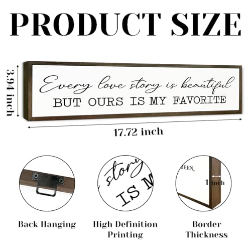 Home Decor Sign, Master Bedroom Decors, Rustic Desk Signs, Decorations for Valentines Day or Anniversary, Every Love Story is Beautiful But Ours is My Favorite Sign 17.8x4x1.2 inches 3 - color: Day Sign 03