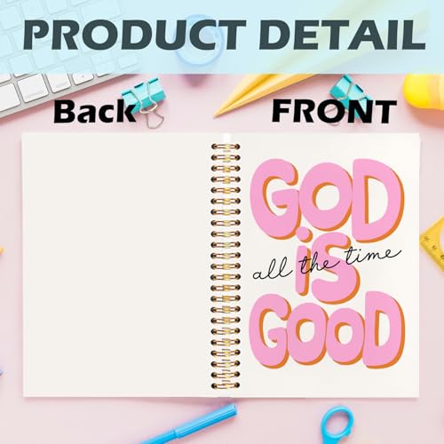 God Is Good Motivational Christian Notebooks, Pink Prayer Journal Office Supplies Gifts for Desk Woman Men, Bible Hardcover Spiral Journaling Notebook, 5.5x8.3 Inch - color: all the time