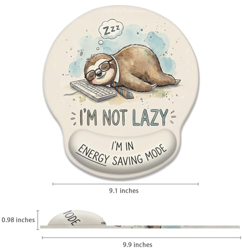Britimes Ergonomic Mouse Pad with Wrist Support, Sloth Kawaii - color: Beige Kawaii Sloth