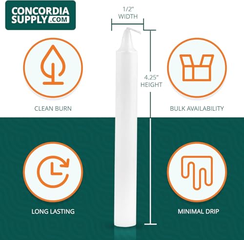Concordia Supply 4.25" x 1/2" White Candlelight Vigil Candles, Box of 100 - size: 4.25 inches, style: 100ct