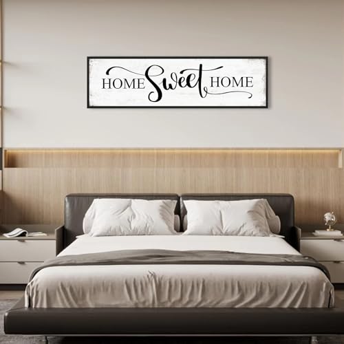 Home Sweet Home Wall Decor Above Bed 16"x48" Framed Large Bedroom Signs Decor for Master Family Room Living Room Dining Room,Modern Farmhouse Ructic Home Sign Behind Couch Wall Decor - color: Home Sweet Home, size: 16"x48"