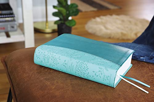 NIV, Beautiful Word Bible, Updated Edition, Peel/Stick Bible Tabs, Leathersoft, Teal, Red Letter, Comfort Print: 600+ Full-Color Illustrated Verses