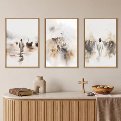 Large Jesus Christian Framed Canvas Wall Art -16"x24"x3 - color: Christian Jesus Wall Art, size: 16"L x 24"W