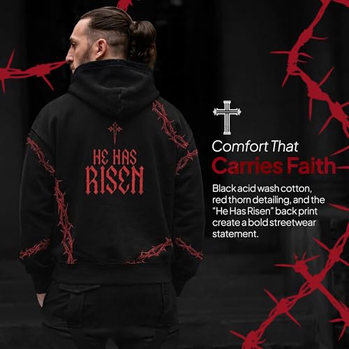 SAINT KAIZEN Risen Hoodie - Resurrection Pullover Sweatshirt, - size: Medium