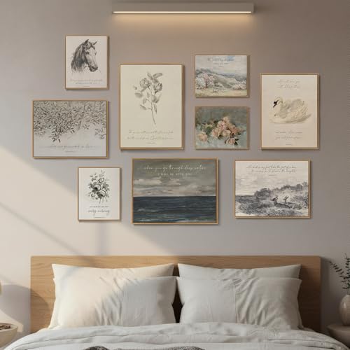 Framed Christian Scripture Gallery Wall Art for Living Room, Set of 9 - color: Vintage Scripture, size: 11"Wx14"H x 3Pcs 12"Wx16"H x 2Pcs 8"Wx10"H x 4Pcs