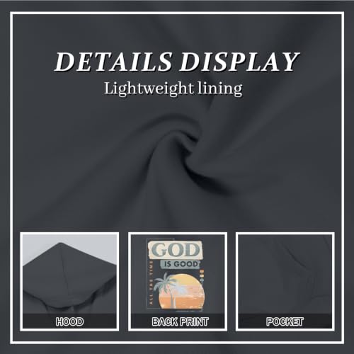 Fkatuzi Christian Graphic Hoodies For Boys Jesus God Is Good Hoodie Kids Faith Verse Bible God Religious Beach Pullover Tops - color: Deep Gray, size: 5-6 Years