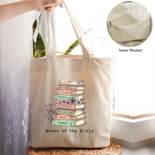 Canvas Christian Tote Bags Bible Canvas Bag Faith Friend Birthday Christian Gifts Graphic Totes Sunday Church Bag - color: 03 Women of the Bible