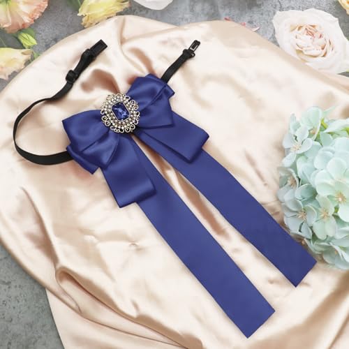 Womens Bow Tie Adjustable Rhinestone Bowtie for Women Ladies Girls Pre-tied Womens Tie for Shirt Suit Uniform - color: Blue-strap-style 2